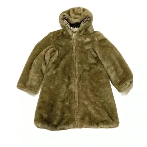 The Children’s Place Girl’s Reversible Coat Satin/ Faux Fur Sz. 10-12 - Picture 2 of 13